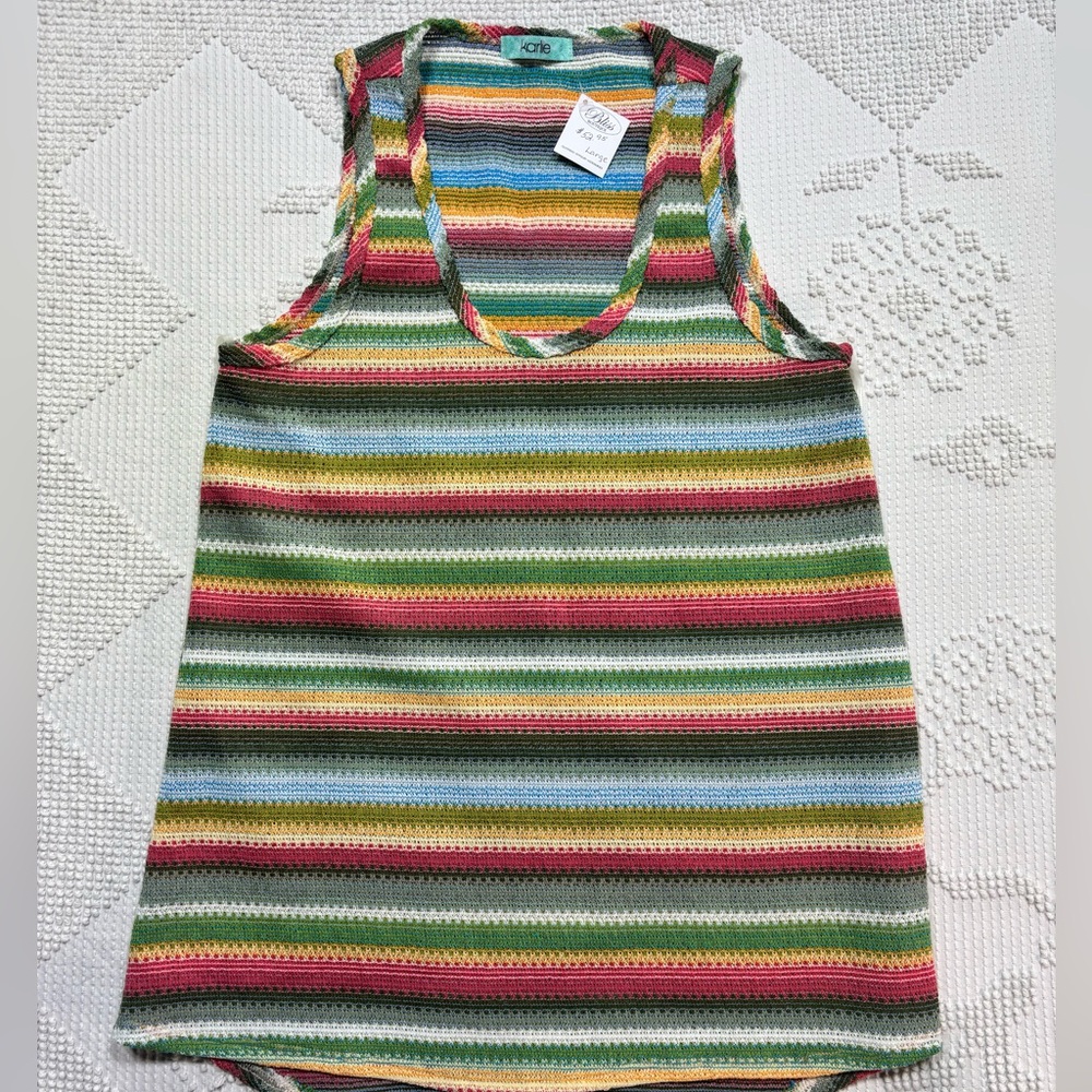 Karlie boutique brand knitted crotchet boutique stretchy multicolor tank top NWT